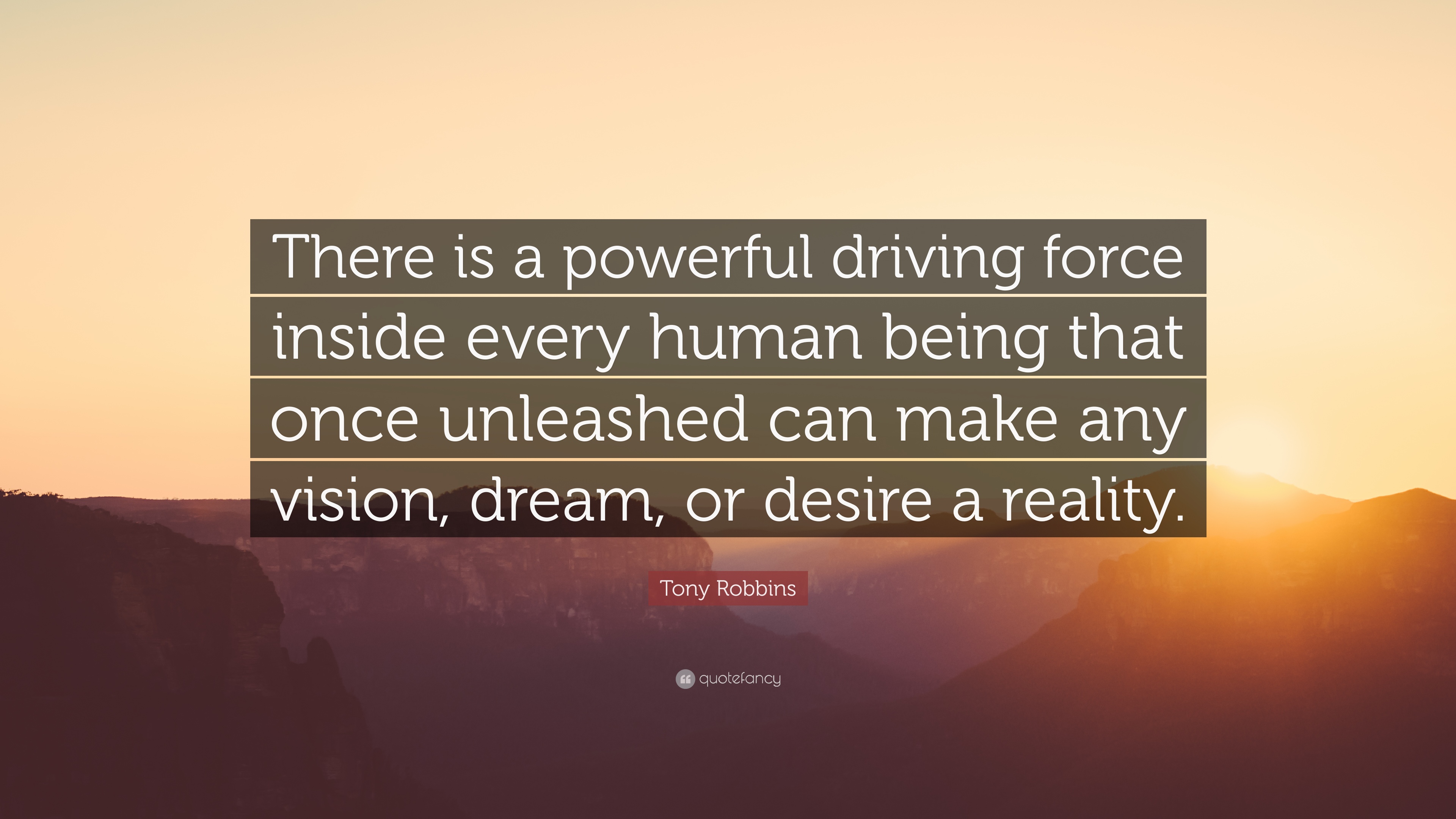 Quote: There is a powerful driving force inside every human being that, once unleashed, can make any vision, dream, or desire a reality.
								
